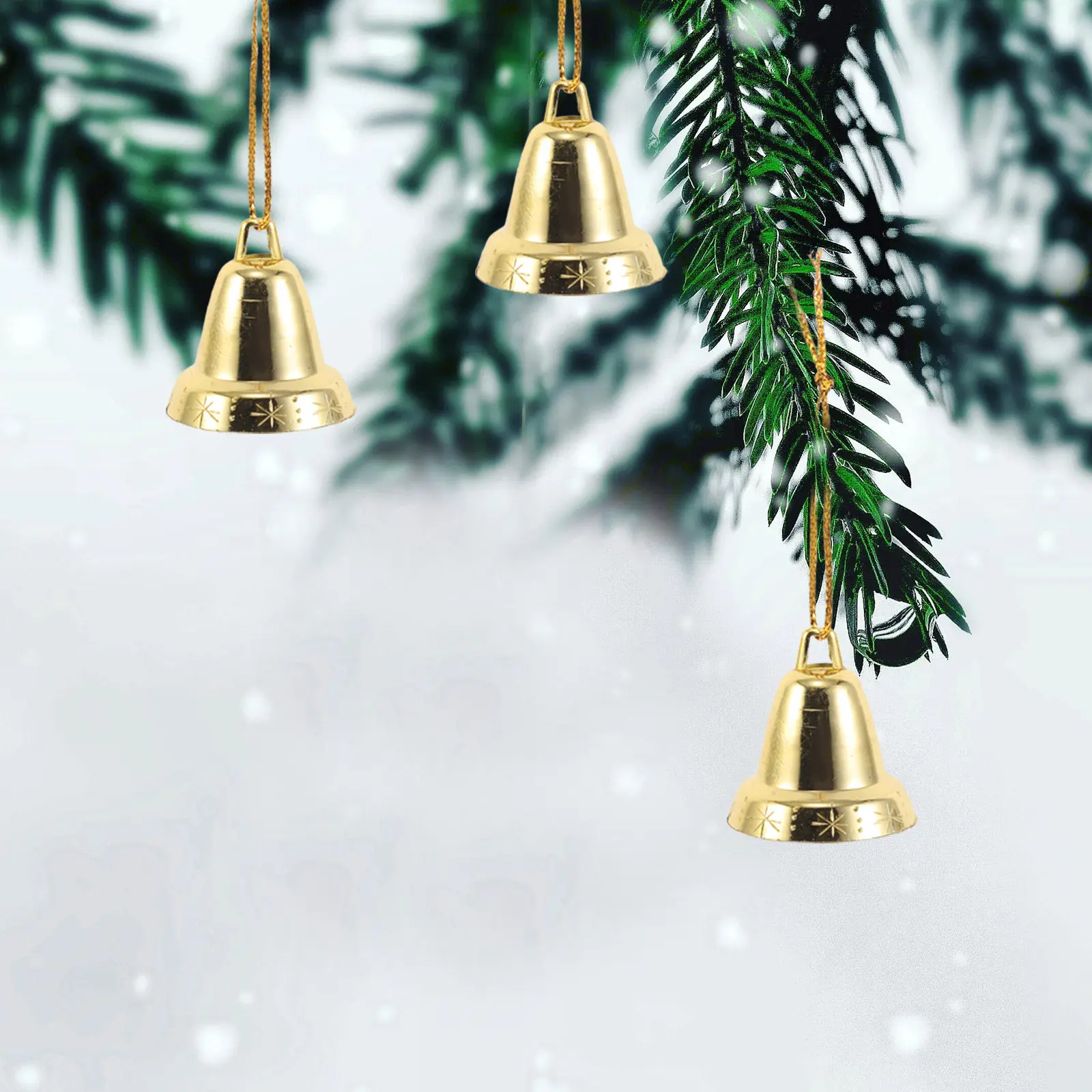 

120Pcs Golden Christmas Bells Plastic Tree Hanging Ornaments Jingle Bell Decor for Xmas Party DIY Crafting Holiday Decorations