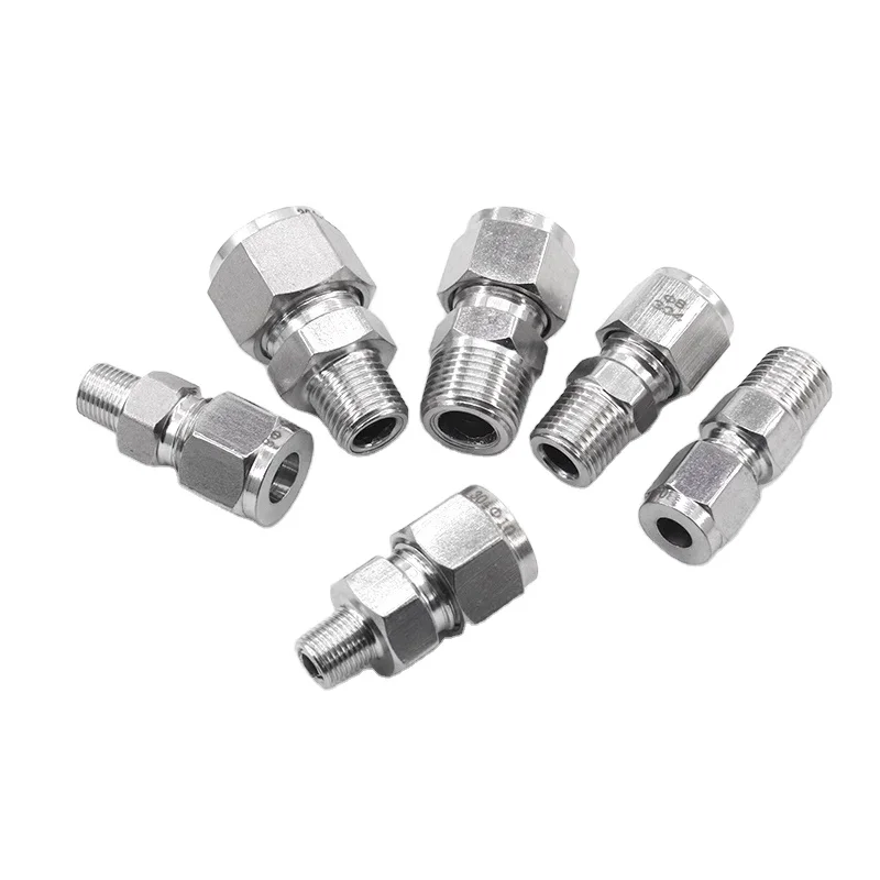 

304/316 Stainless Steel Male Thread Double Ferrule Fitting Custom Instrument Tube
