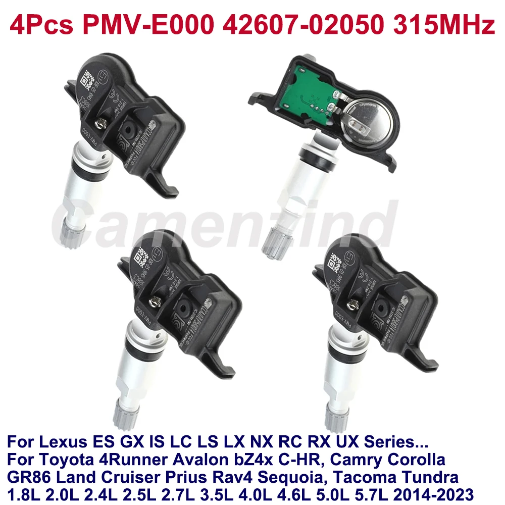 

4 шт. PMV-E000 42607-02050 PMVE000 4260702050 TPMS датчик давления в шинах 315 МГц для Toyota Camry 4Runner Lexus 2014-2023 гг.