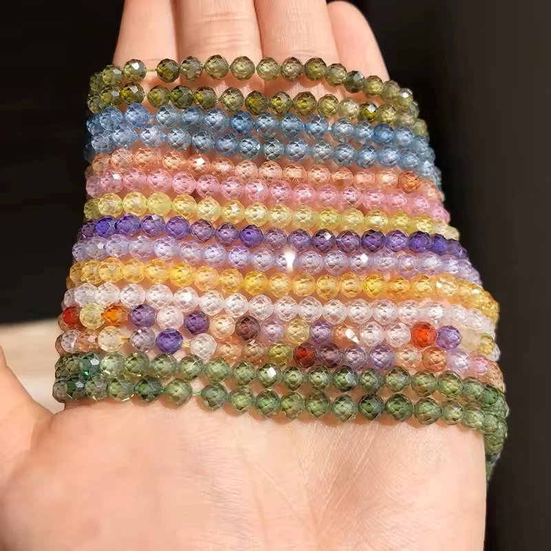 2 3 4 mm facettierte Zirkon-Kubik-Natursteinperlen, runde lose Perlen für die Herstellung von DIY-Armbändern, Halsketten, Schmuckzubehör für Frauen. – Detail 4