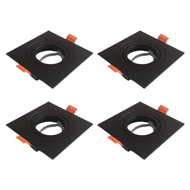 

Встраиваемый квадратный светильник MR16 GU10 для потолка, 4 шт., регулируемая рамка-держатель для лампы, для потолочных точечных светильников-VVBC