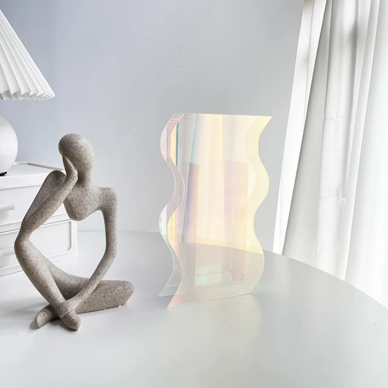 Ins acrílico transparente colorido geométrico vaso ornamentos fotografia fundo tiro adereços desktop casa decorações