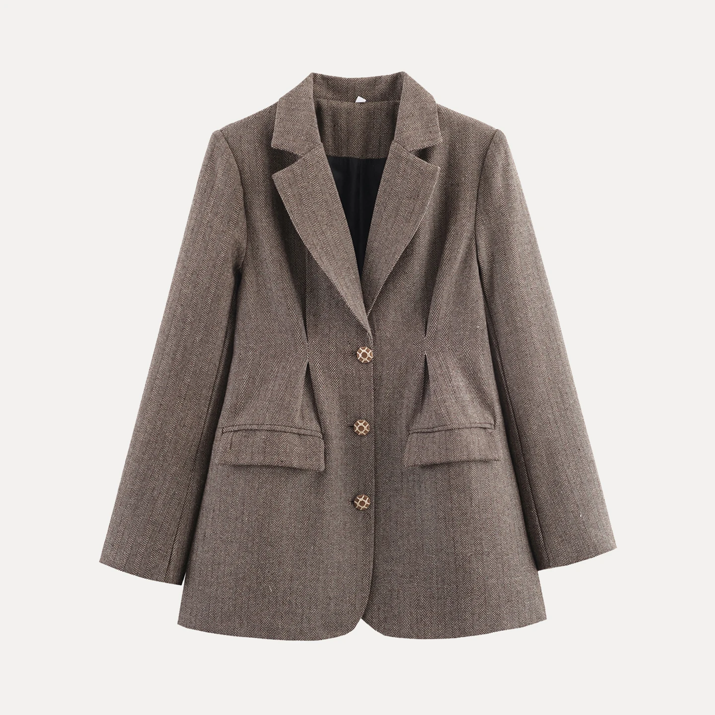  E e Versátil em Lã com Cintura Ajustável para Mulheres, Estilo Novo da Temporada de Outono 2025, Manga Longa pa...