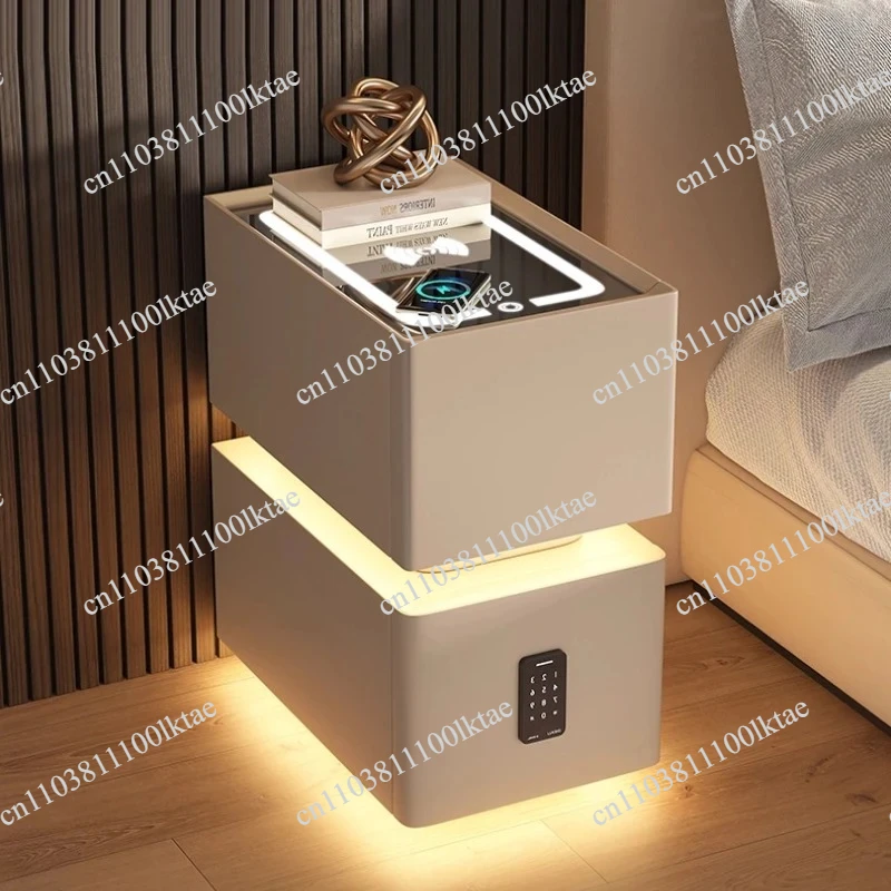 New Smart Nightstand Minimalist Narrow Bedside Table Luxury Modern Bedroom Storage Cabinet Ultra Slim Wireless Charging End Desk