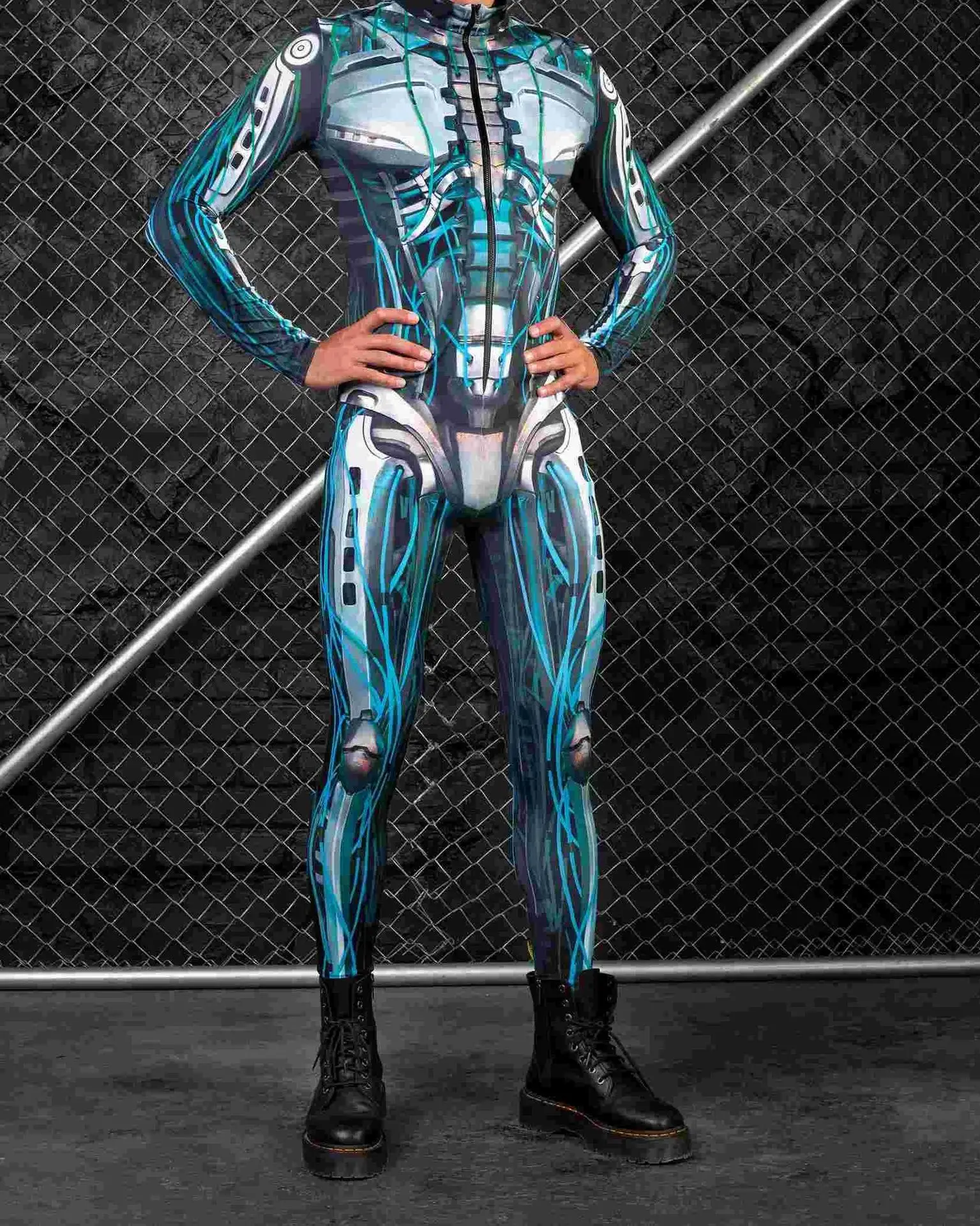 Bunter Mechanischer Muskel-Schädel-Bodysuit, Strumpfhose für Männer, Cosplay-Kostüm, Zentai, Performance, Party, Festival, Radsport-Jumpsuit, Kleidung – Detail 20