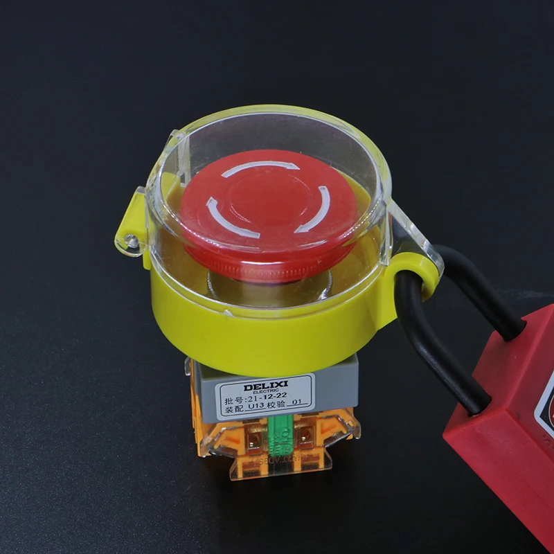 Installed Push Button and Rotary Switch Lock Cover Emergency Stop Lockout Device Yellow with Crystal LOTO OSHA Safety Isolation