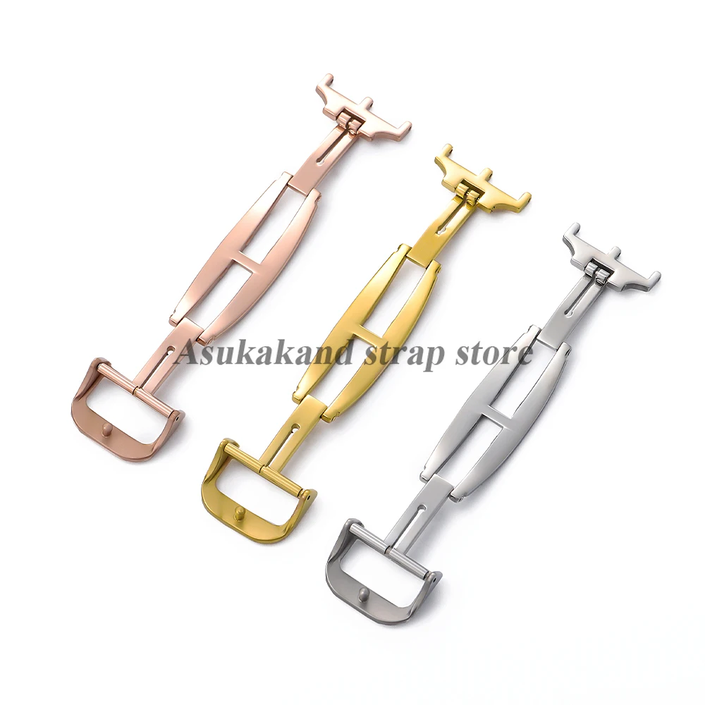 18mm Silver Stainless Steel Watch Buckle Leather Rubber Watch Band Deployment Clasp Accessories For JAEGER-LECOULTRE Watch Strap