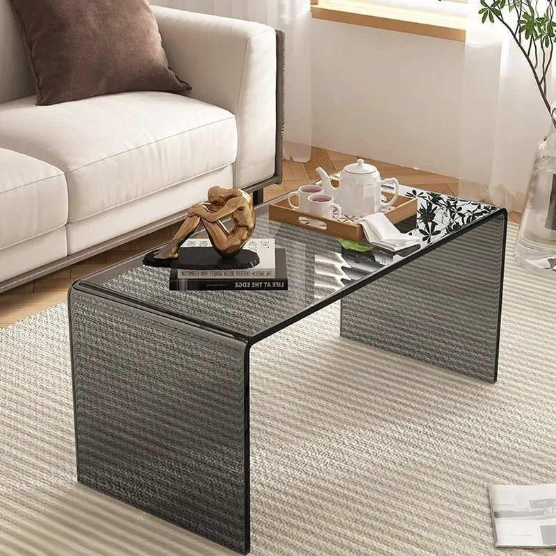 Modern Transparent Acrylic U Shaped Coffee Table Small Luxury Side Table for Living Room Apartment Leisure Home Furniture