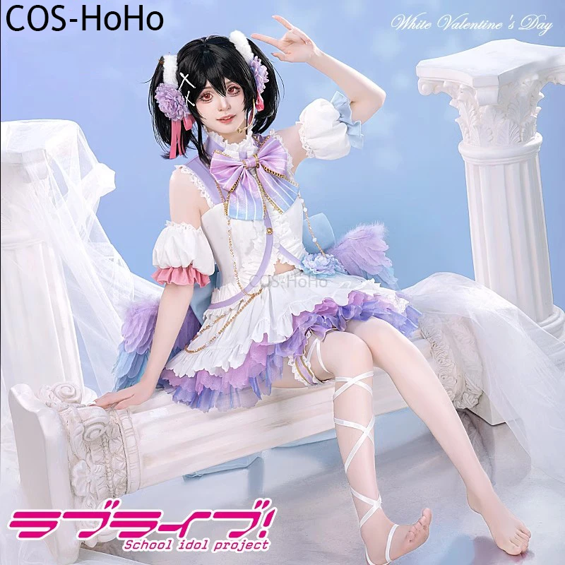 كوس-هوهو أنيمي لوفيليف! بدلة لعبة الملاك البيضاء لعيد الحب من يازاوا نيكو، فستان جميل ورائع، زي تنكري للنساء