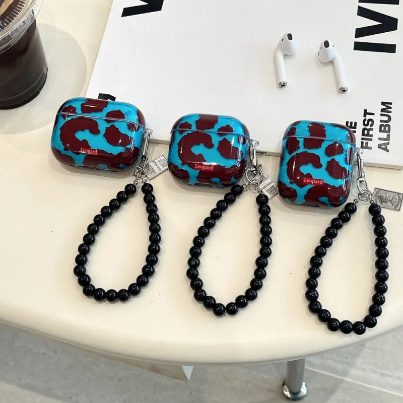 Casing earphone Apple motif macan tutul transparan kompatibel dengan Appleairpods3/4Personalized Lanyard CasePRO2CartoonPRO3
