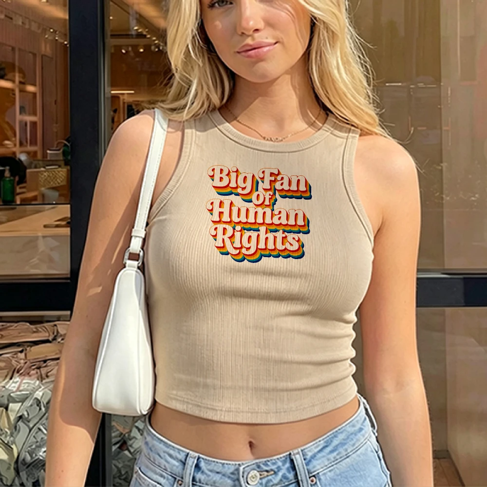 Grand fan des droits de l'homme, débardeur côtelé rétro années 70, texte féministe gaucher, slogan militant pour l'égalité, style vintage, t-shirt politique