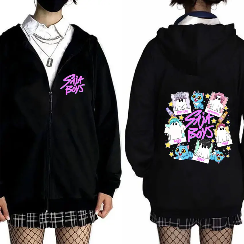 

Movie Kpop Demon Hunters Saja Boys Derpy Tiger Zipper Hoodie Male Halloween Style Zip Up Jacket Coat Men Women Fashion Hoodies