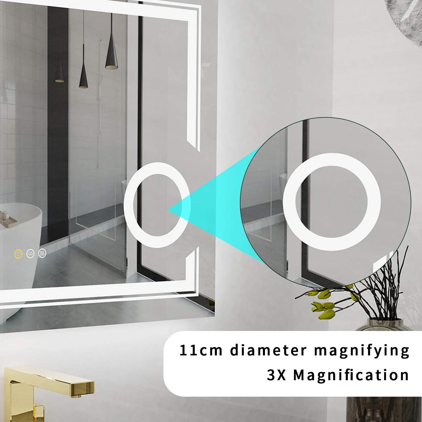LUVODI LED Bathroom Mirror Wall Mounted, Magnifying Vanity Mirror with Lights for Makeup Shaving, Washroom Toilet Shower Mirror