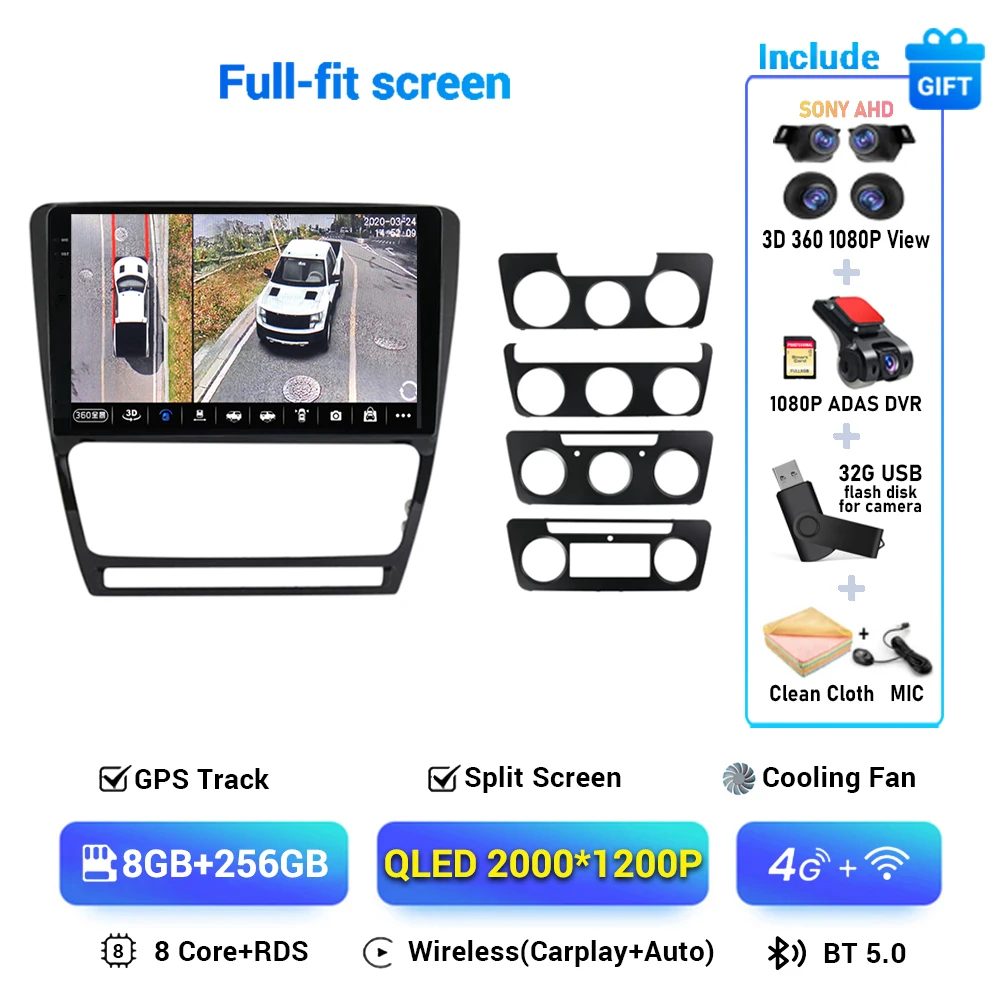 Android 15 Draadloze Carplay Auto Radio Multimedia Speler Gps-navigatie Voor Skoda Octavia 2 A5 2008 2009 2010 2011 2012 2013