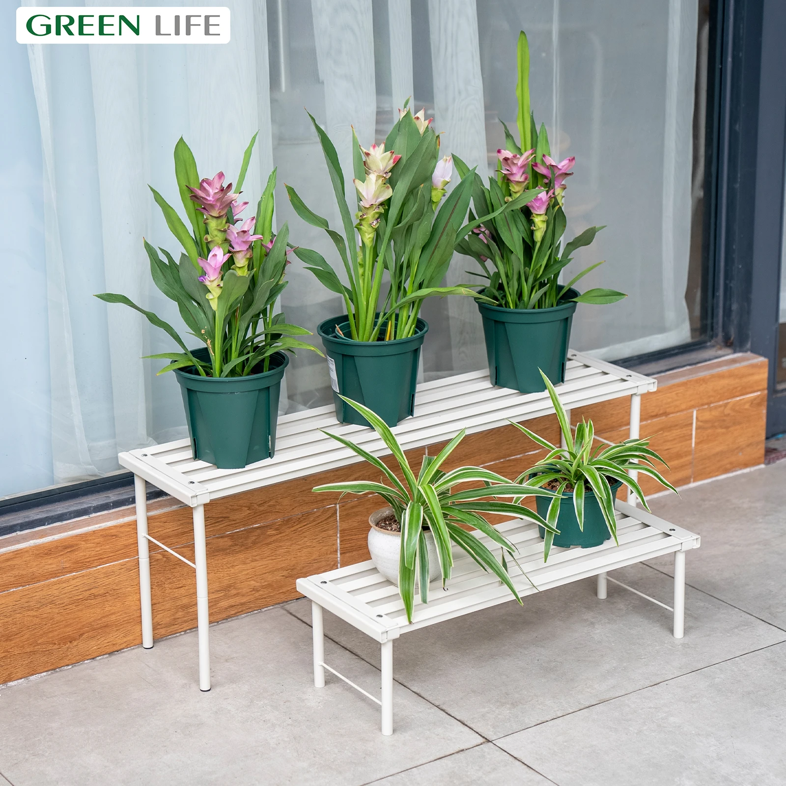 Balcony Metal Flower Stand, Aluminum Alloy Flower Pot Stand, Shelf