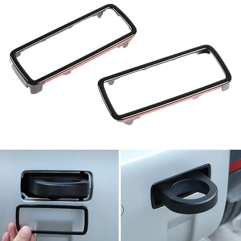 

For Land Rover Defender 90 110 130 2020 2021 2022 Car Trailer Hook Hole Frame Cover ABS Glossy Black Decoration Trim