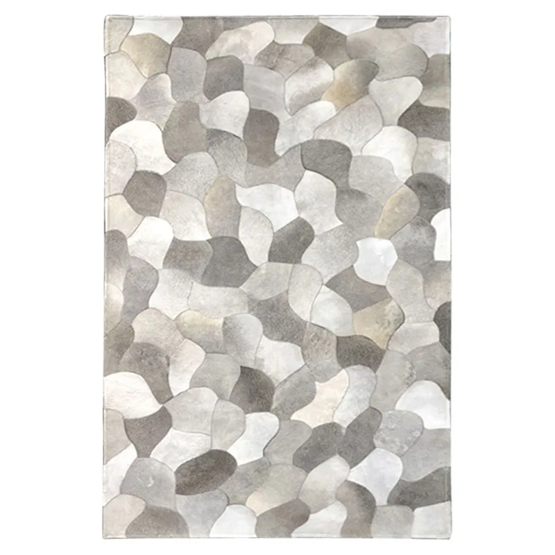 

Простой ковер серо-белого цвета для гостиной, ручной работы из натуральной коровьей кожи, домашний декор, большие коврики для бизнеса и офиса на заказ