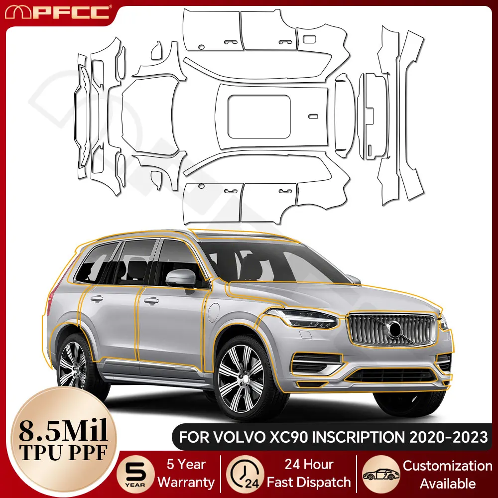 

For Volvo XC90 INSCRIPTION T5 T6 B5 B6 2020-2023 8.5Mil TPU Paint Protection Film Car Body Pre-cut PPF Bra Clear Anti-scratch