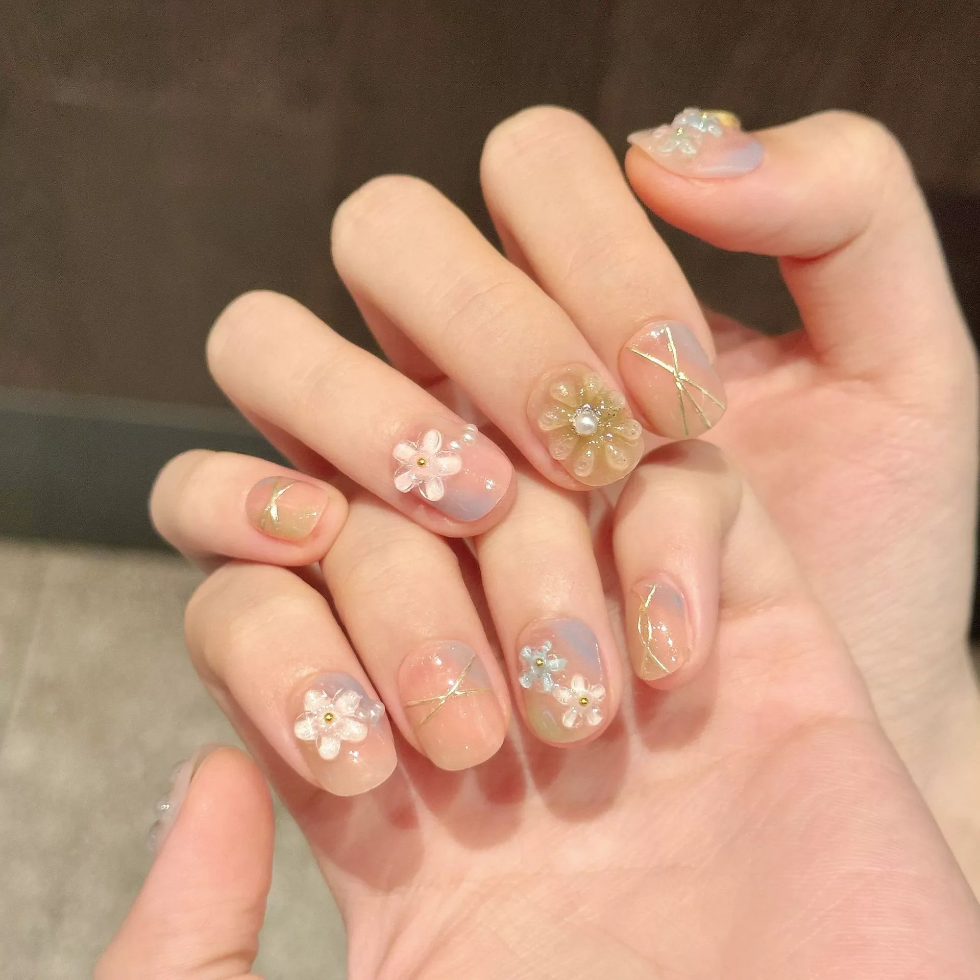 

10Pcs 3D Flower Handmade Press on Nails Summer Fake Nails Wearable Stick-on Nails False Nail Uñas Postizas Накладные Ногти 네일팁