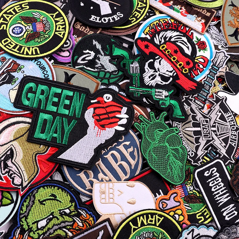 Skull Punk Random 10/20/30/40/50/Pcs/Lot Mixed Patch Iron On Patches For Clothing Embroidery Patches On Clothes Stickers Badges