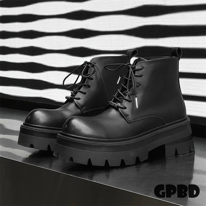 GPBD Chelsea Men's Boots 2025 New Spring New Thick Sole Increase High Help British Retro Midboot Trend