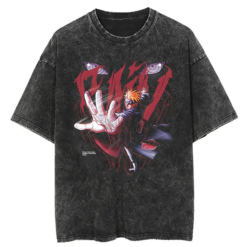 Hip Hop Streetwear T Shirt Japanese Anime Naruto Print T-Shirt Men Harajuku Cotton Tshirt Summer Short Sleeve Tops Tees