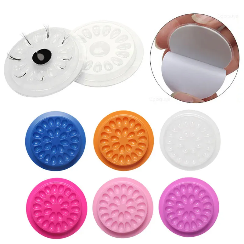 10 Stuks Wimper Lijm Standhouder Zelfklevende Pads Plastic Pakking Tattoo Pigment Houder Pallet Lash Extension Supplies