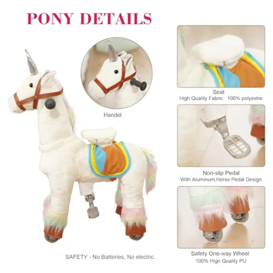 Mały konik do jeżdżenia - chodzik dla niemowląt i zabawka do jeżdżenia dla dzieci w wieku 3-8 lat, magiczny konik jednorożec i dozownik do jeżdżenia na koniu