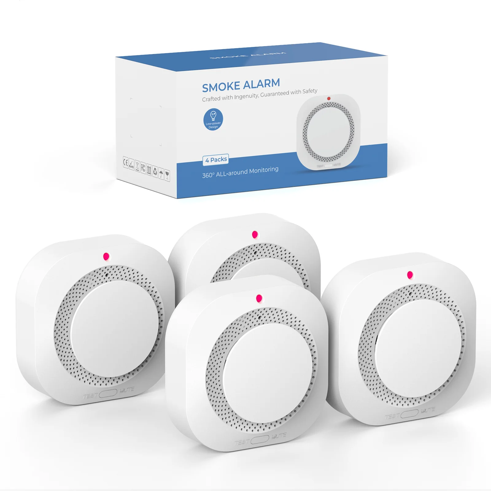 4 / 6 / 8 / 12 Stück Tuya Zigbee Rauchmelder mit 360°-Erkennung, Echtzeitüberwachung, Alarm-App und Fernbenachrichtigung für mehr Sicherheit in Ihrem Zuhause