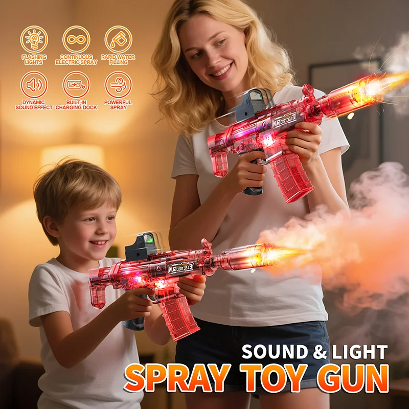 Juegos de disparos para niños, efecto de sonido simulado para fumar y luces Led, pistola eléctrica MP5, juguetes para niños, pistola con Sensor automático