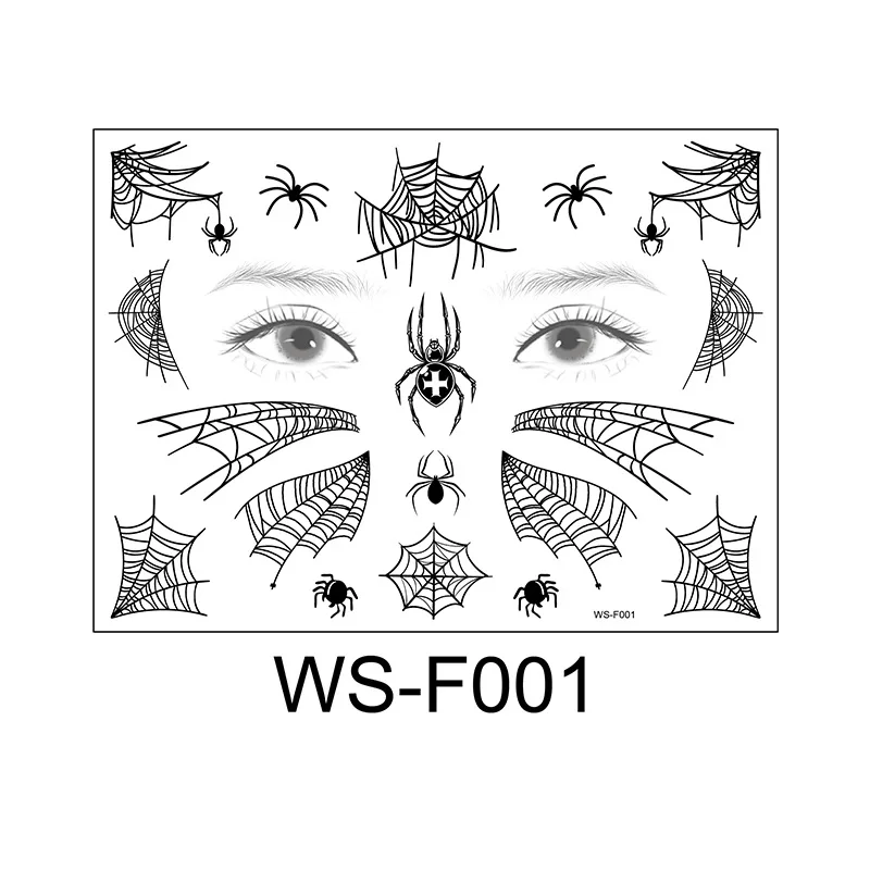 Day of the Dead Halloween Spider Web Tattoo Face Makeup False Temporary Waterproof Sticker Art Tattoos for Women Party Decals