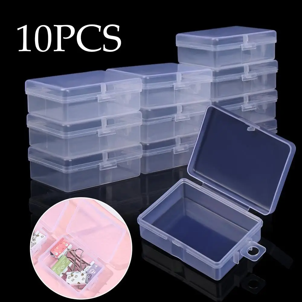 

10Pcs Earrings Jewelry Plastic Organizer Box Rectangle Storage Case Packaging Box Mini Boxes Container Dustproof