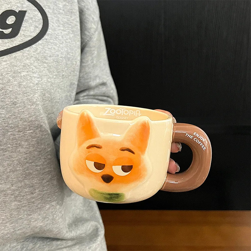 Zootopia Nick Judy Cute Cartoon Couple Ceramic Coffee Cup Kawaii Mug Water Cup Lovely Periphery Adorkable Room Decoration Gift