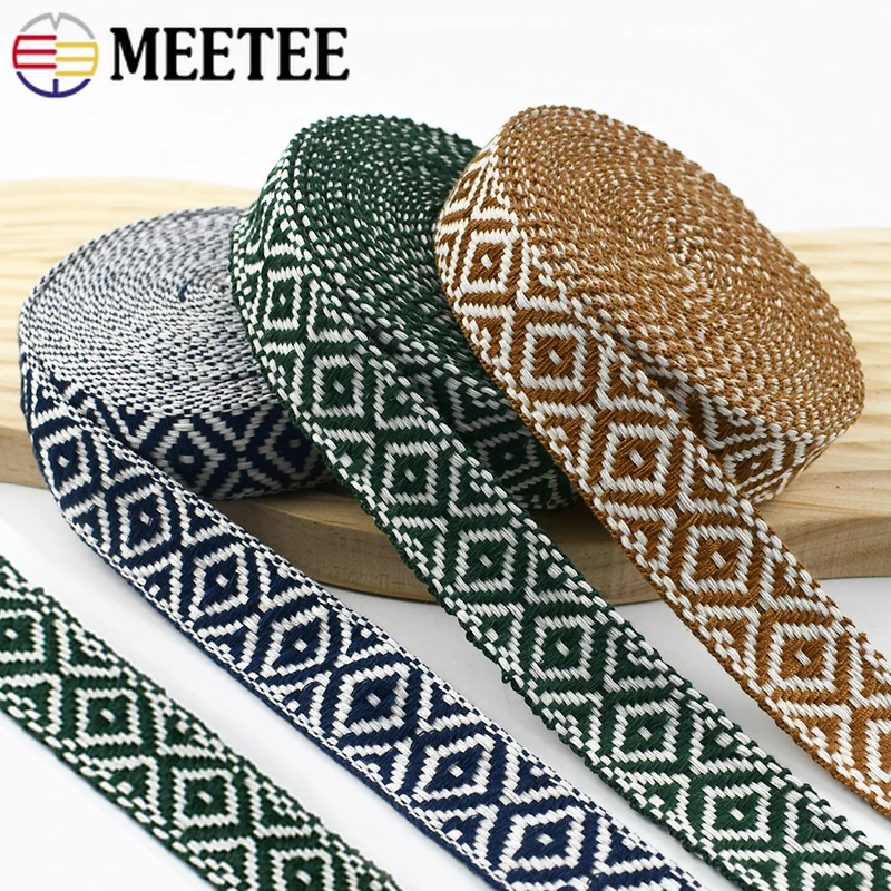 

2/5/10M 25mm Jacquard Webbing Strap Ethnic Braid Band Shoulder Bag Straps Decorative Ribbons for Sewing Grament DIY Accessories
