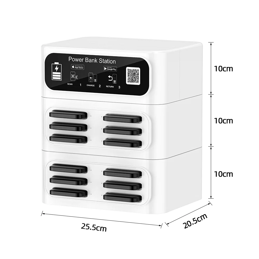 

Customized Power Bank Rent 2024 New Trend 6 8 12 18 Slots Shared Stacking Powerbank Fast Charge Battery Charging Rental Station