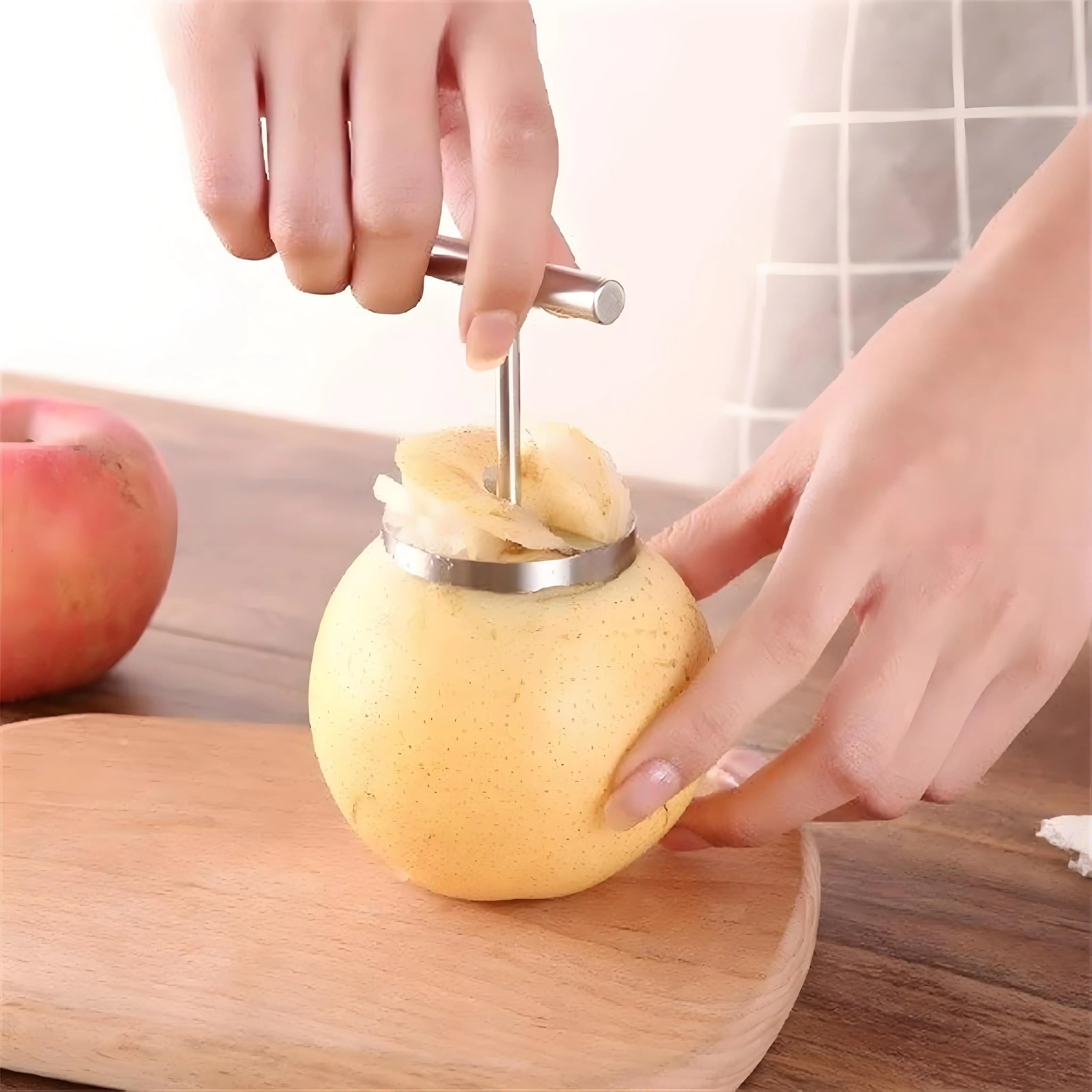 Pear core remover, fruit coring tool, apple corer, pit remover, hole digger - view 2