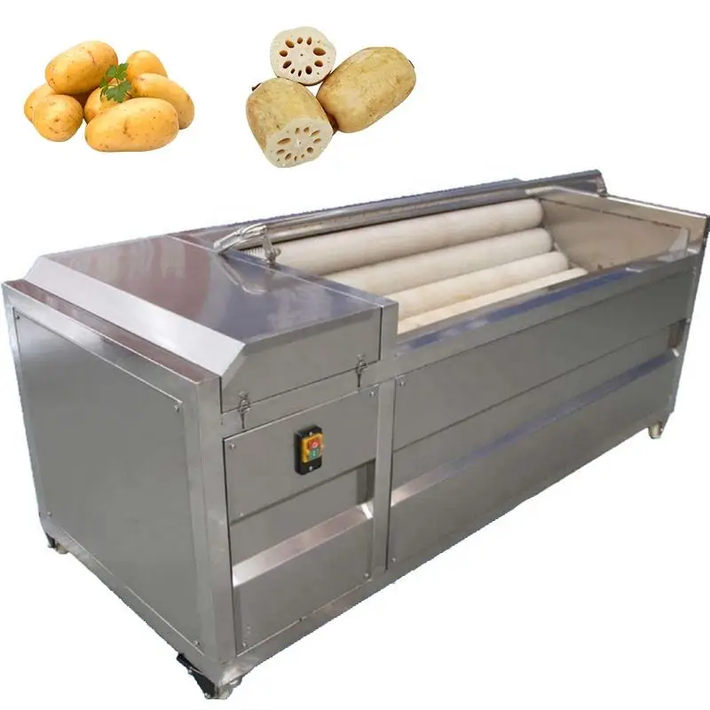 Industrial Brush Roller Type Onion And Root Cassava Carrot Fresh Ginger Potato Washing Peeling Machine