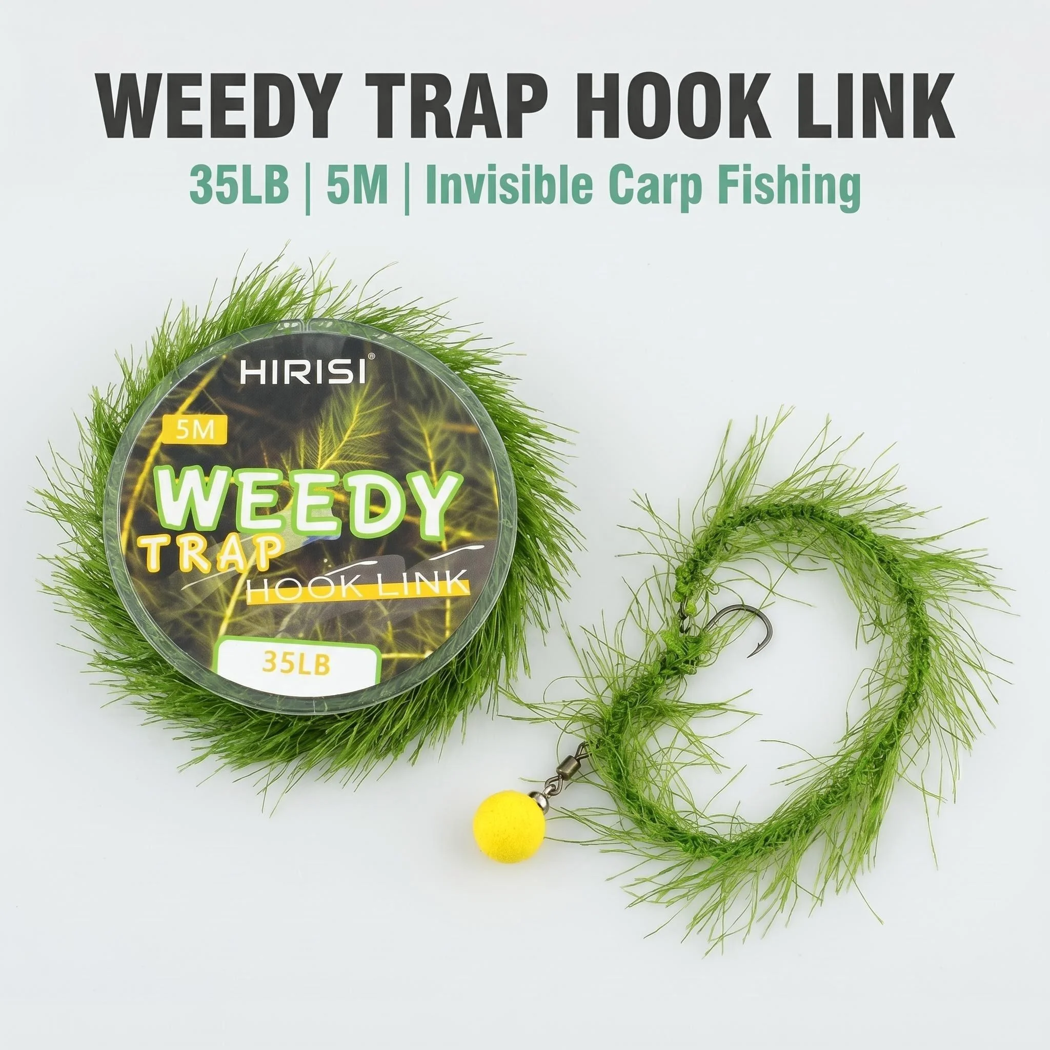 Hirisi 5m Realistic Weed Carp Fishing Line Method Feeder Hair Rigs Carp Fishing Accessories Braid Soft Hooklink