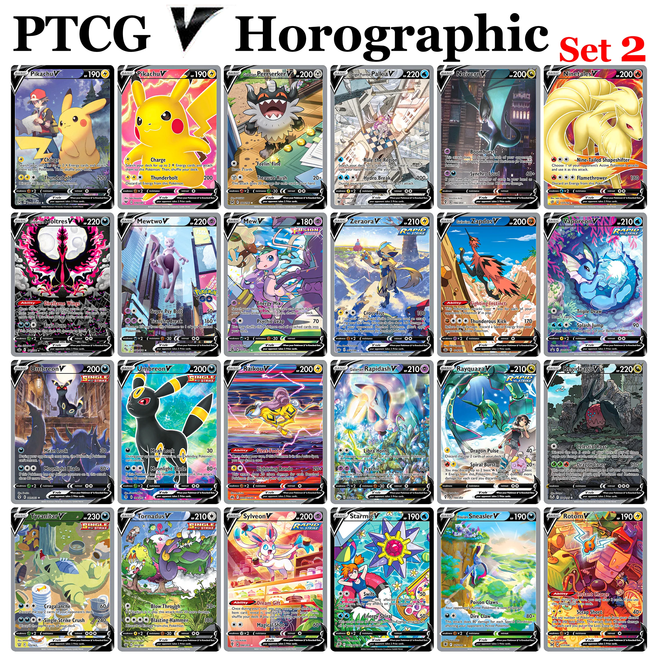 

PKM V карты редкий голографический набор2 Moltres Noivern Palkia Rapidash Starmie Zapdos Pokemon TCG коллекционная карточная игра игрушки подарки PROXY