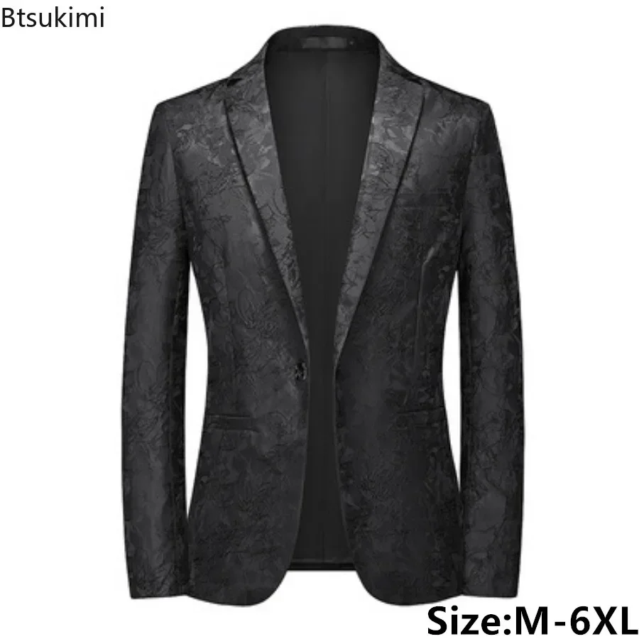 Plus Size Men\'s Suits Jacket Luxury Jacquard Designer Blazer Business Casual Coats Men Wedding Party Slim Tuxedo Dress Suit Tops