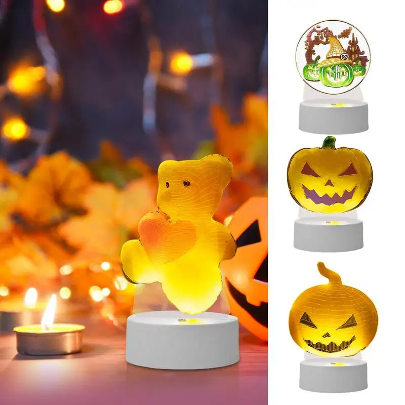 3D Illusion Night Light Children Bedside Painted Night Lamp 3D Effect Parent-Child Interactive Toy Halloween Seasonal