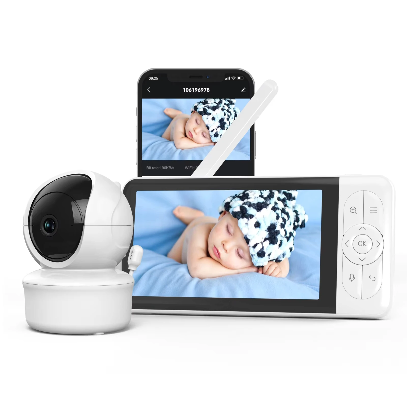 Tuya Wifi Baby Monitor 2.4GH WiFi 1080P Camera NightVision Motion and Sound Notifications Humidity Support Phone App Control