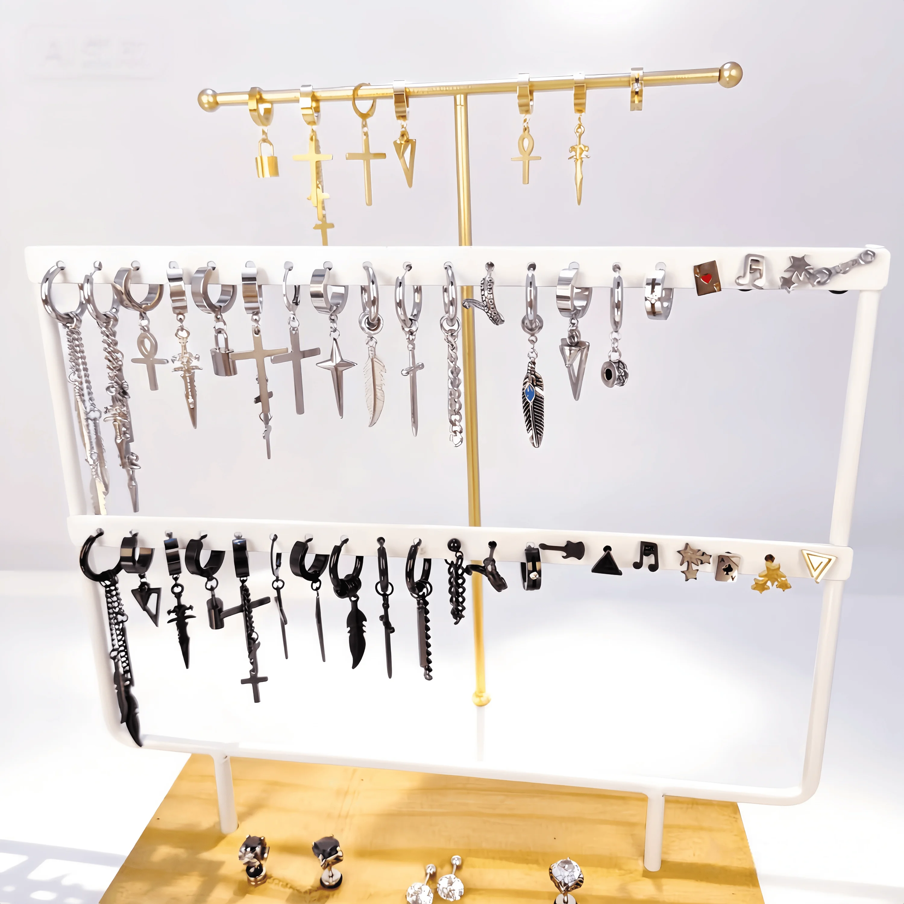 Goth Schwert Edelstahl baumeln hängen Anhänger Tropfen Ohrring für Frau Mann Punk Piercing Ohr Huggie Schmuck neu in Zubehör