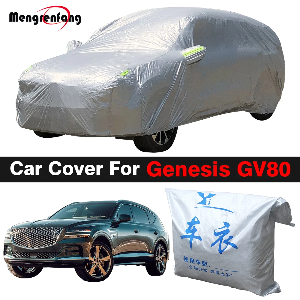 Full Car Cover For Genesis GV80 SUV Outdoor Anti-UV Sun Rain Snow Wind Resistant Cover Dustproof