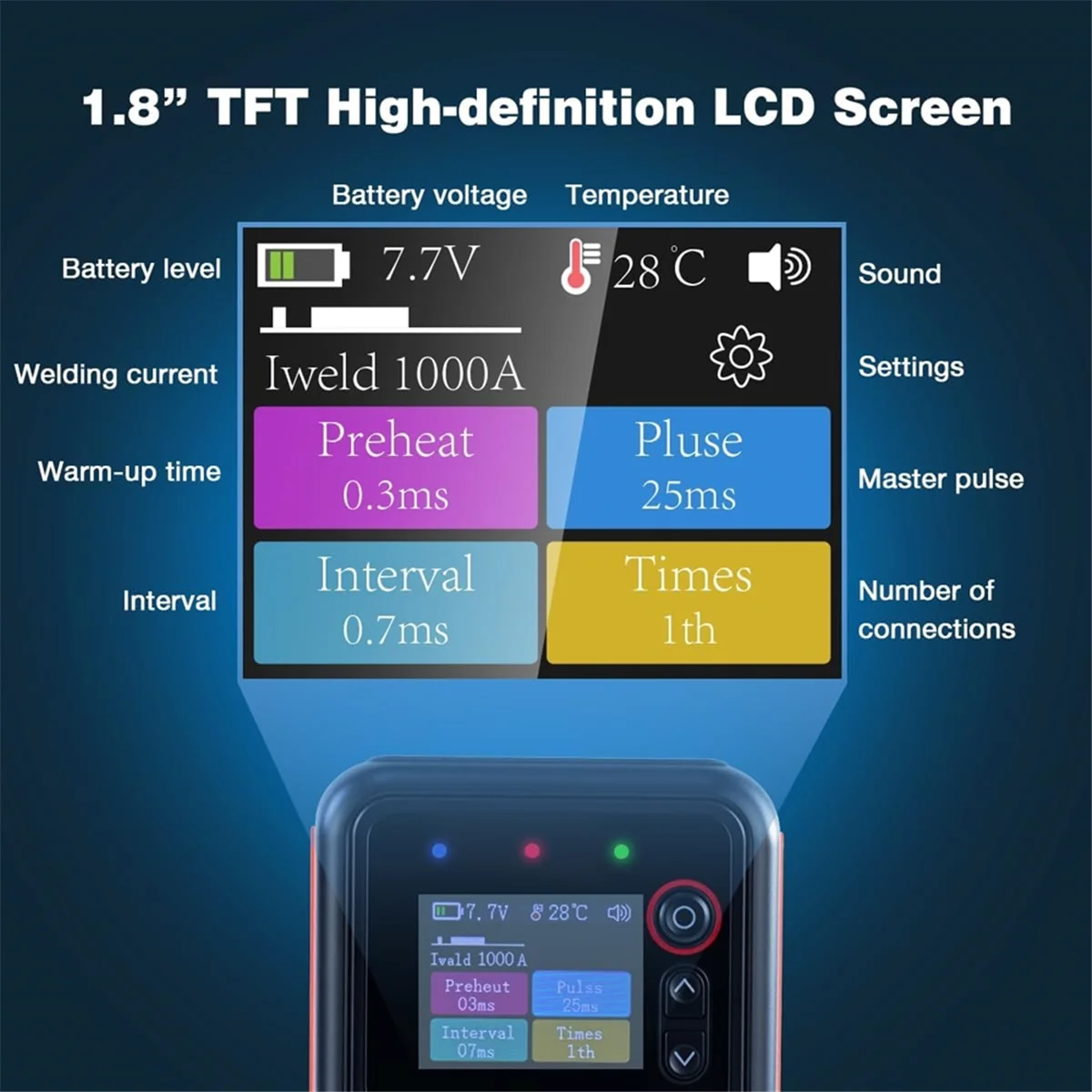 

NEW Battery Spot Welder,1.8In LCD Screen 1200A Dual Pulse Battery Welder for 18650 Battery Packs Electronics Welding