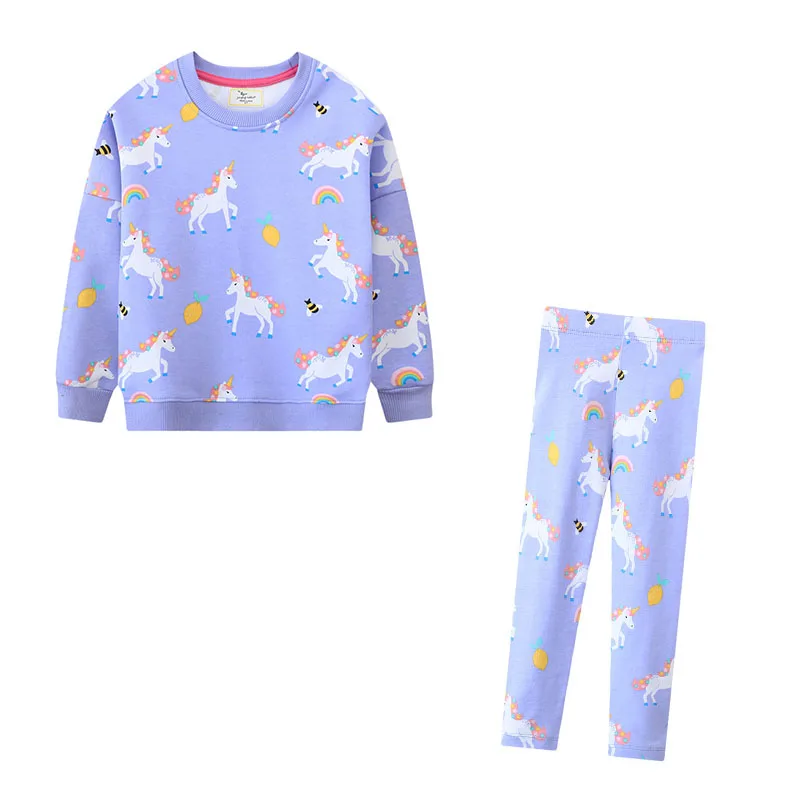 

Jumping Meters 2-7T Unicorn Long Sleeve Sweatshirt And Leggings Set Children's Autumn Outfit 2-Piece Kids Clothing Set