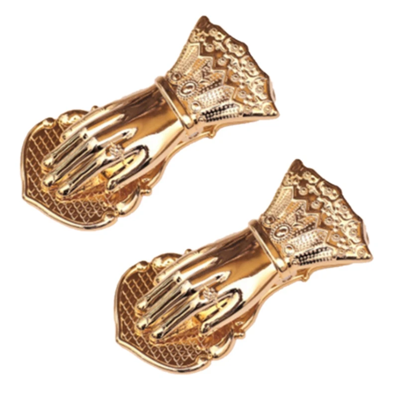 

2X Luxury Chic Office Paper Storage Clip Ins Wrought Gold Vintage Hand Shape Alloy Document Handbook Storage Clip