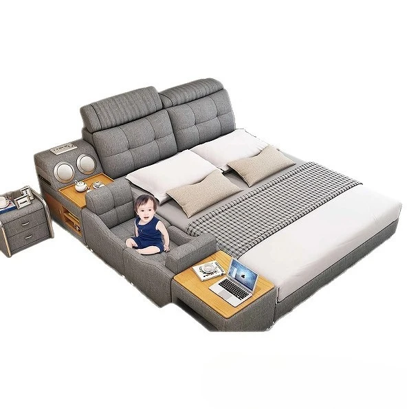 

Smart, tatami, cowhide bed, master bedroom, double, modern