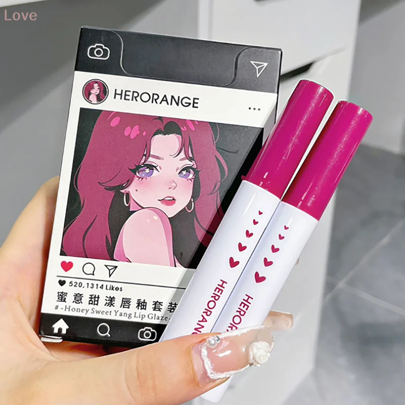 HERORANGE 5-delige matte lipglossset rode tint spiegelglazuur waterdichte langdurige lippenstiftkit cosmetische make-up schoonheid