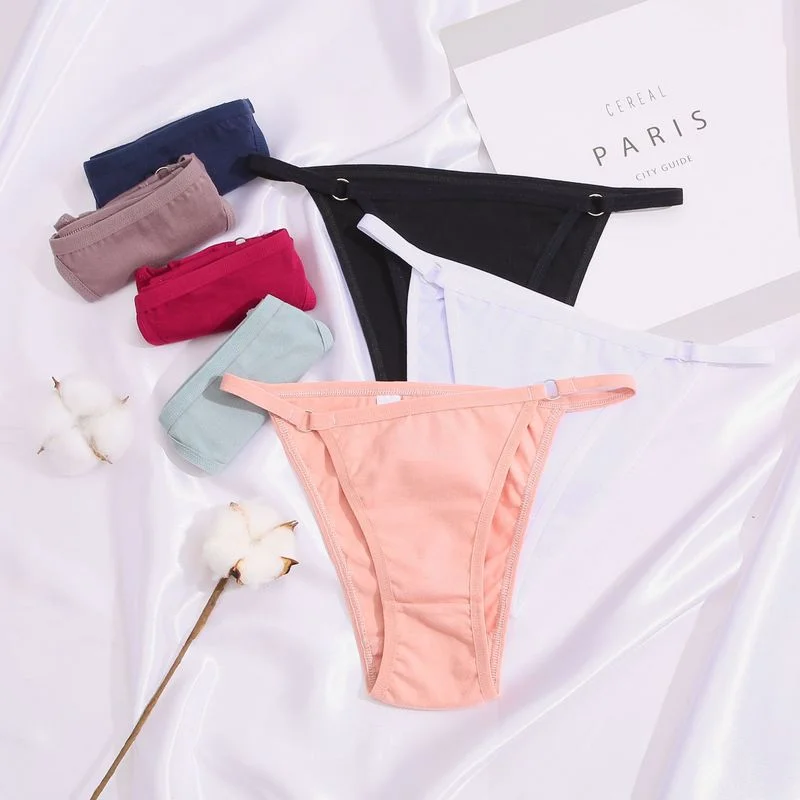 Cotton Brief Panties Women's Sexy Low Waist Lingerie M-2XL Ladies Cotton Lace Thin Belt Panties Soft Women's Panties